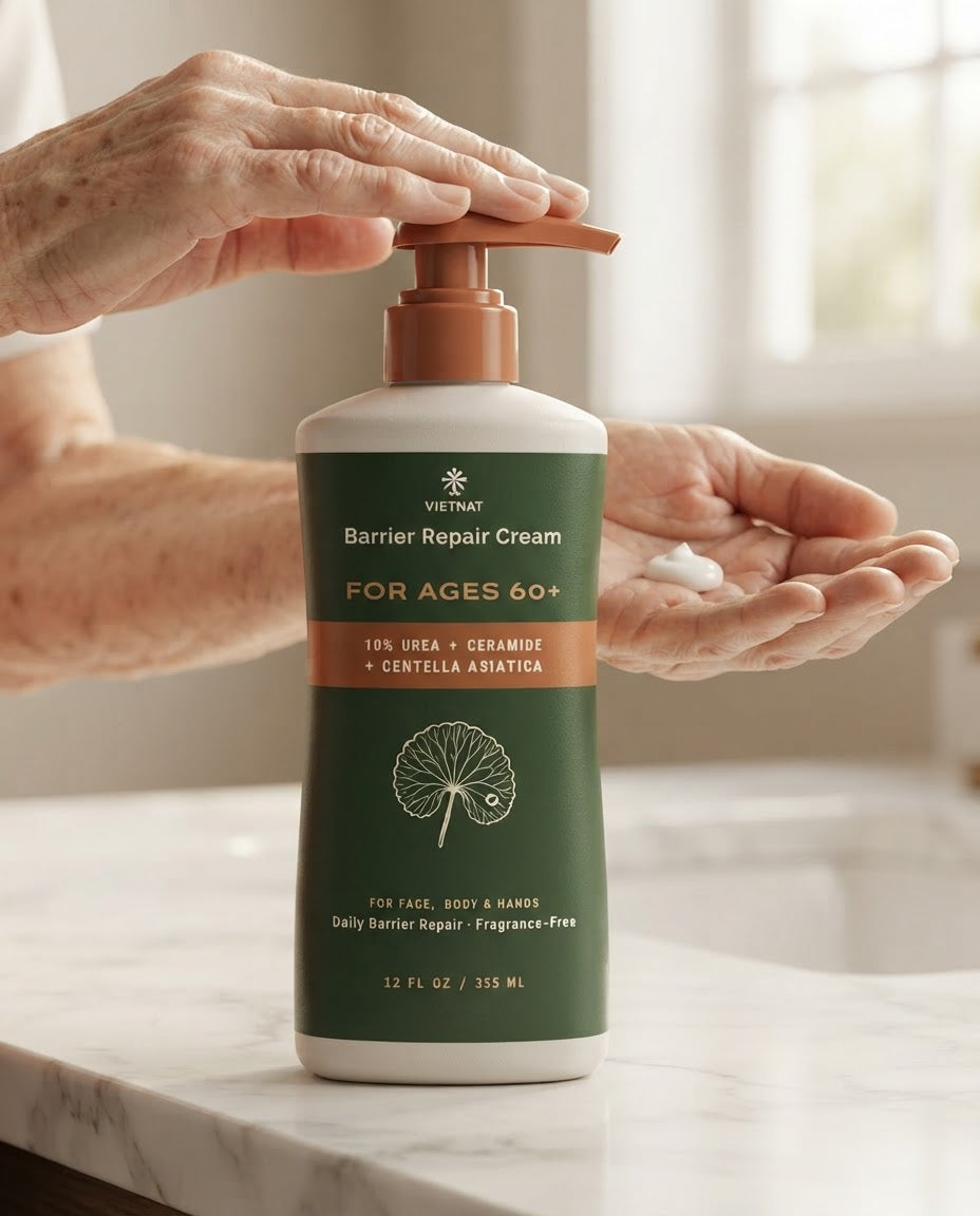 VIETNAT Barrier Repair Cream with 10% Urea + Ceramide + Centella Asiatica | For Age 60+, 12 FL OZ / 355 ML