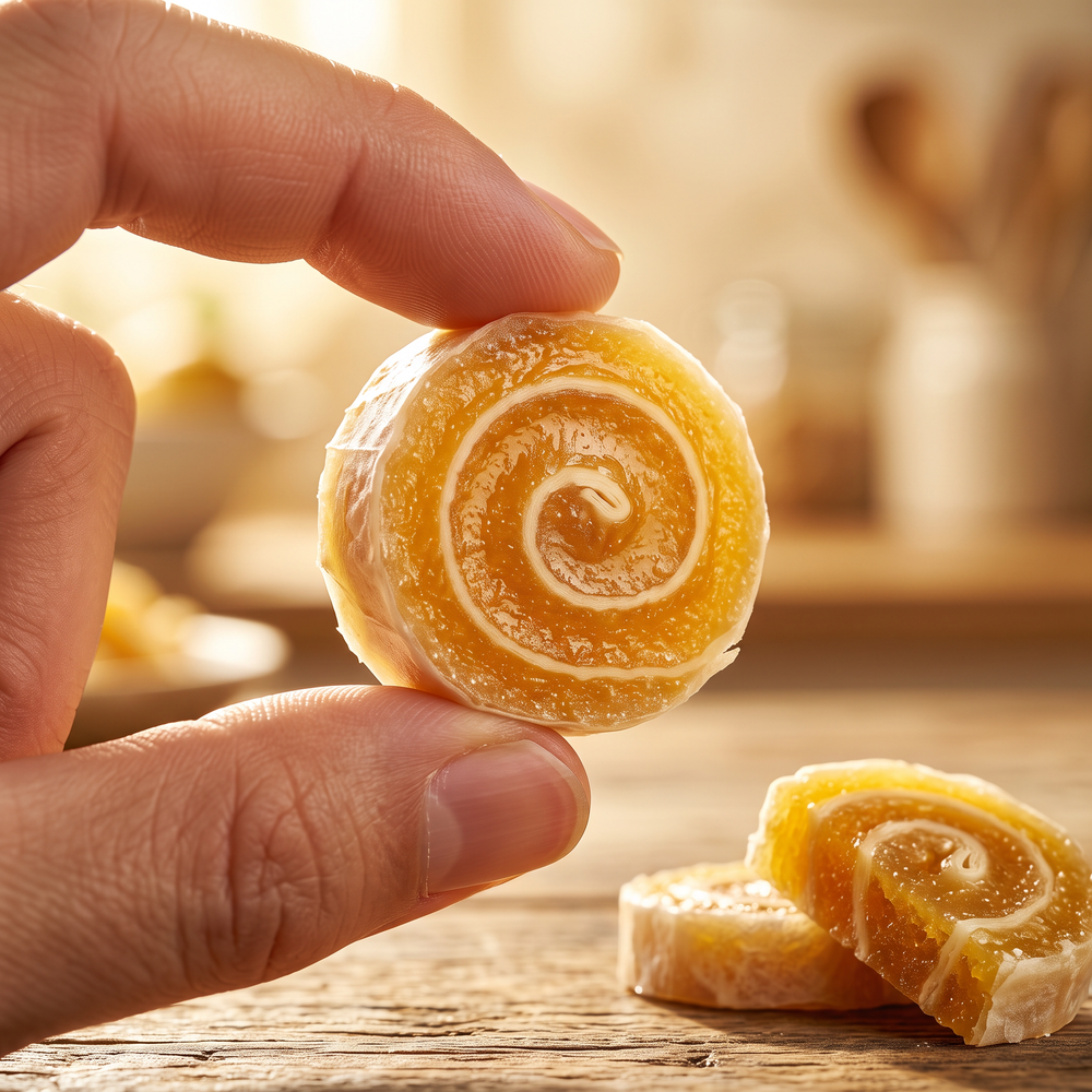 Holding a VietNat pineapple roll up to the light