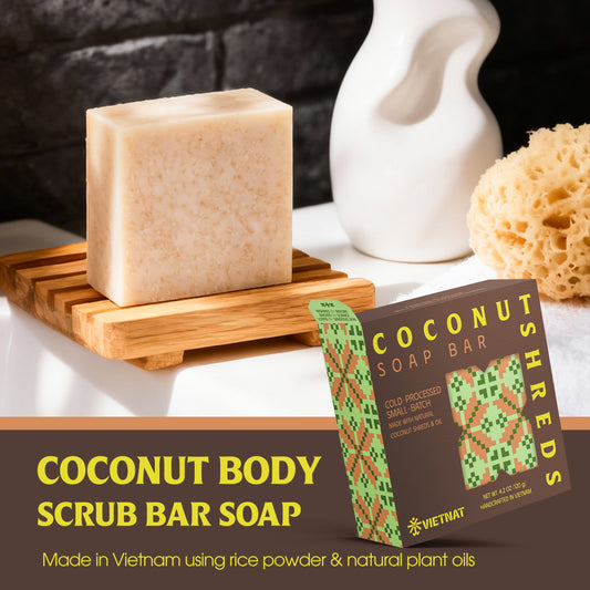 Coconut Body Scrub Soap Bar for Glowing Skin – Gentle Exfoliation & Deep Hydration with Coconut Oil & Beeswax