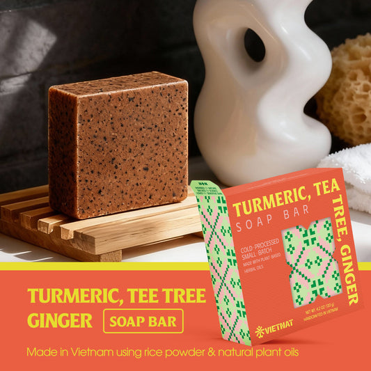 Turmeric, Tea Tree & Ginger Soap Bar for Acne, Oily & Sensitive Skin