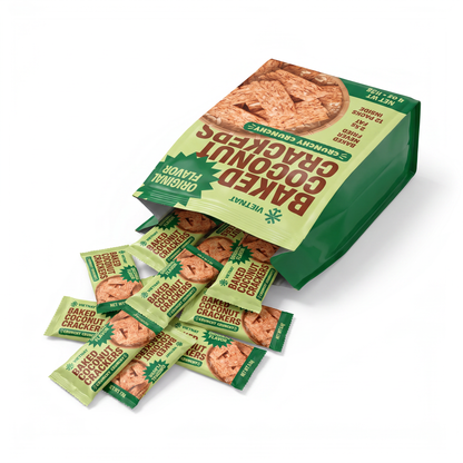 Twelve sealed single-serve sachets tipped out of one 4 oz bag