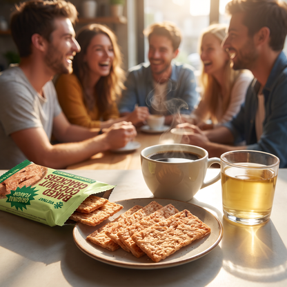 Baked coconut crackers served at home