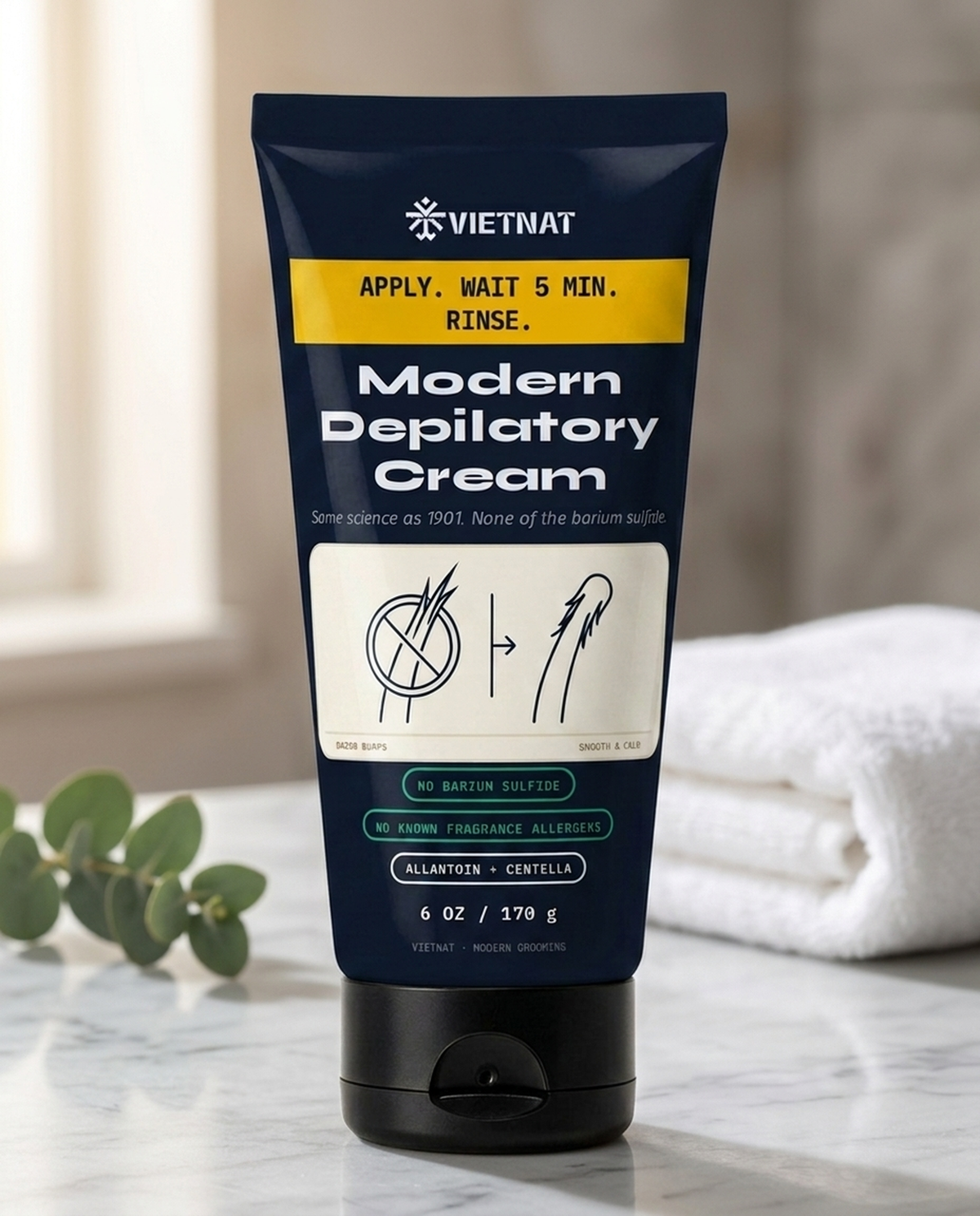 VIETNAT Modern Depilatory Cream | Works in 5 Minutes for Coarse, Curly Hair, 6 Oz