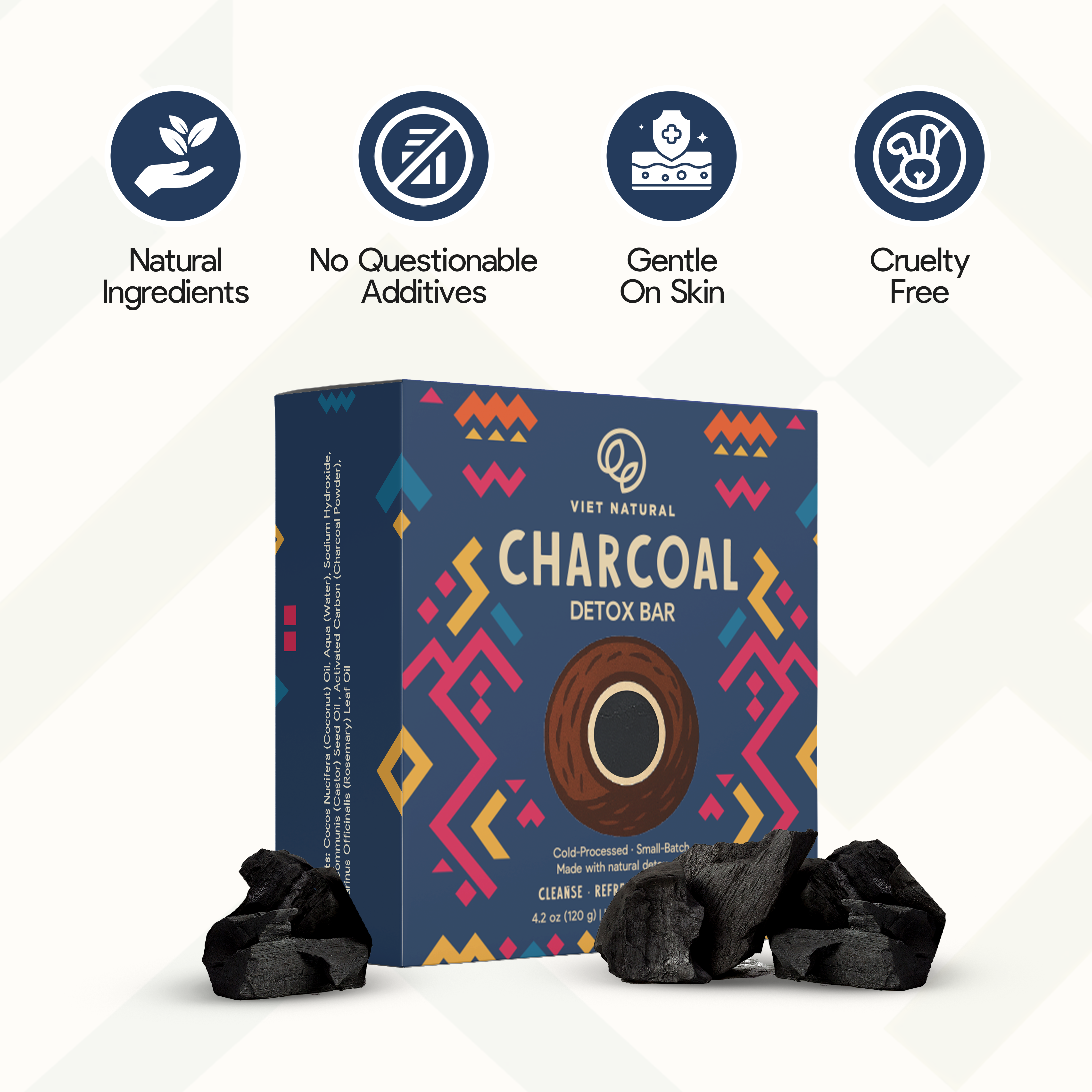 Activated Charcoal Detox Soap Bar for Men – Cold-Process Natural Bar with Rosemary Oil