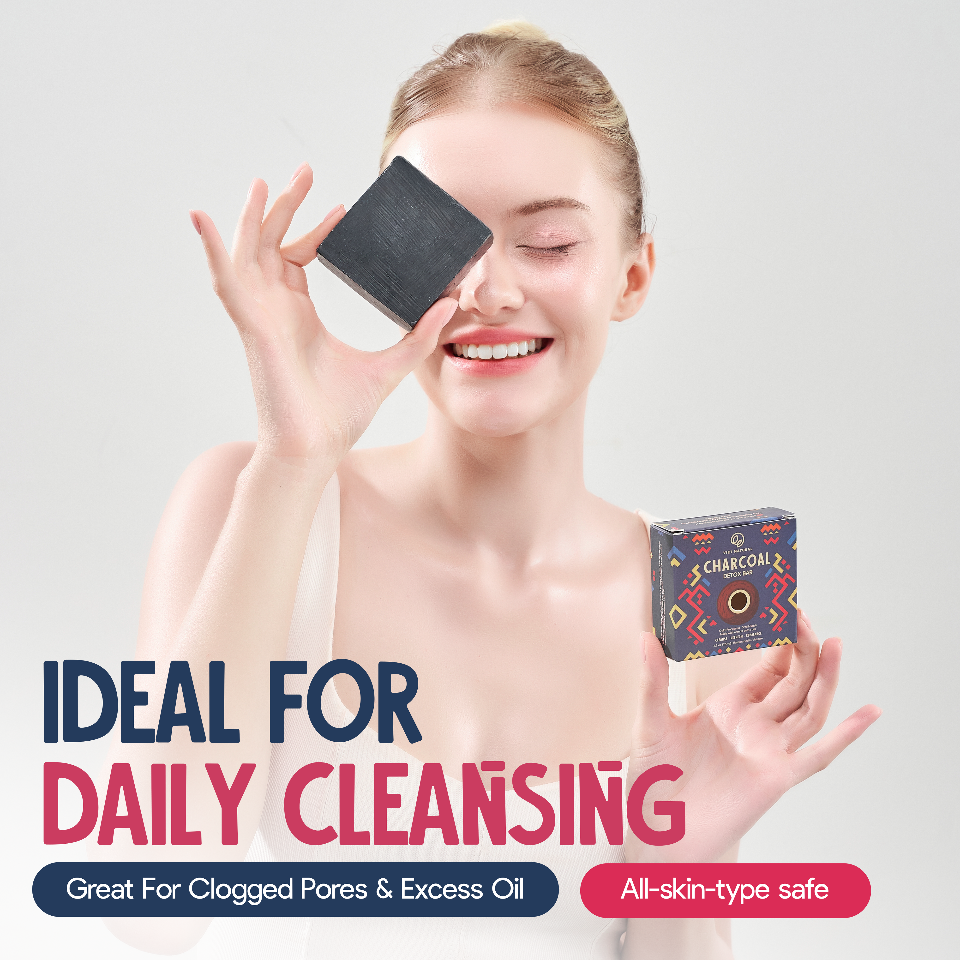 Activated Charcoal Detox Soap Bar for Men – Cold-Process Natural Bar with Rosemary Oil