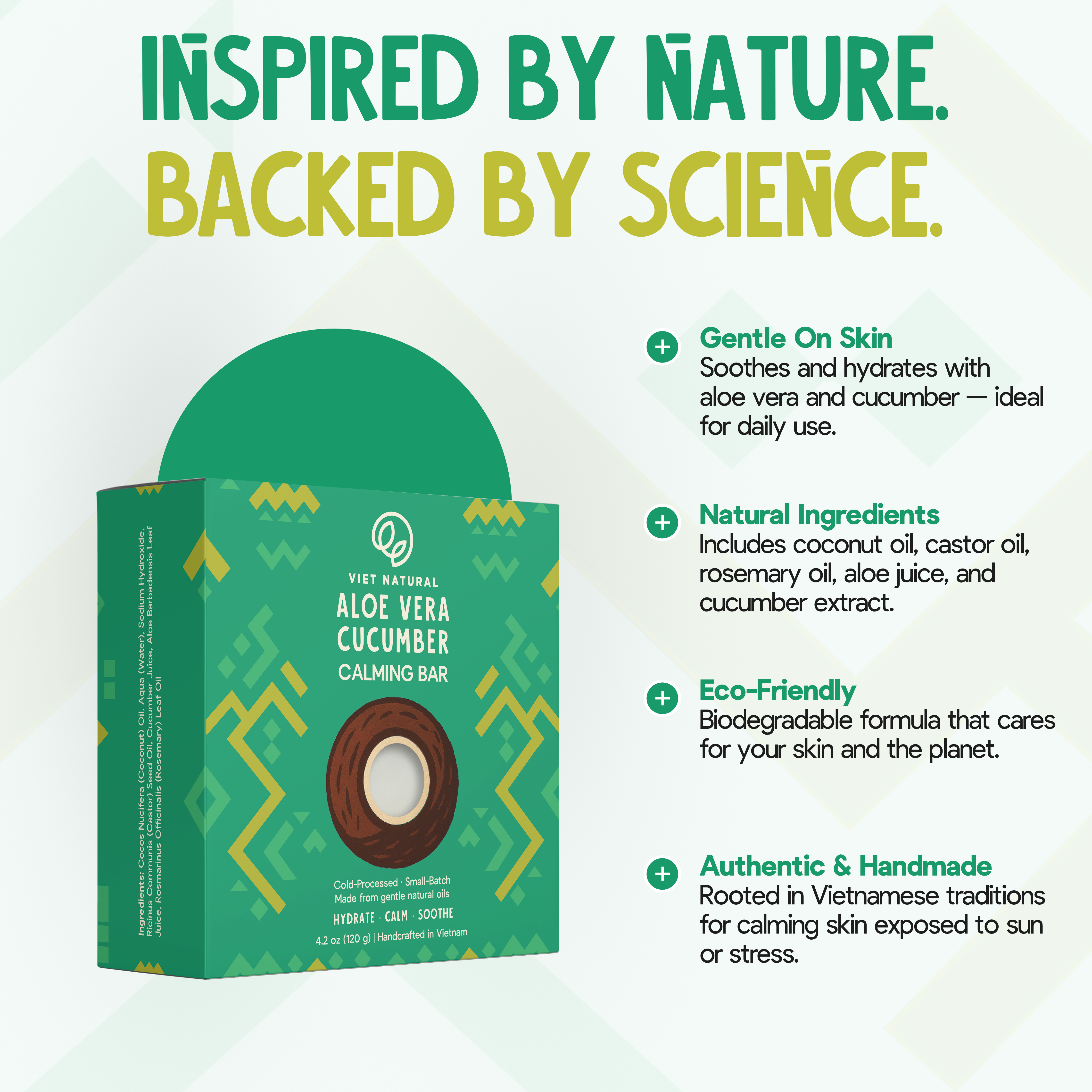 Aloe Vera & Cucumber Natural Soap Bar – Hydrating & Calming for Sensitive & Sun-Exposed Skin