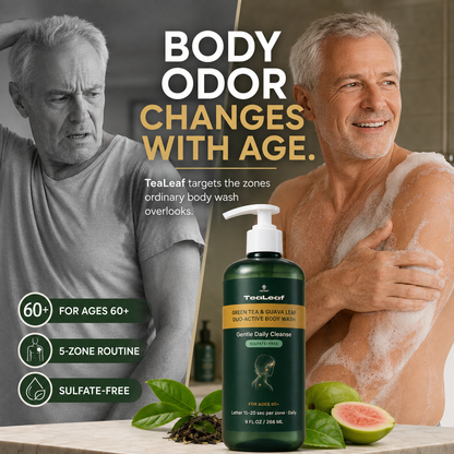 VIETNAT TeaLeaf Body Wash with GREEN TEA & GUAVA LEAF - DUO-ACTIVE | for Ages 60+,  9 FL OZ / 266 ML