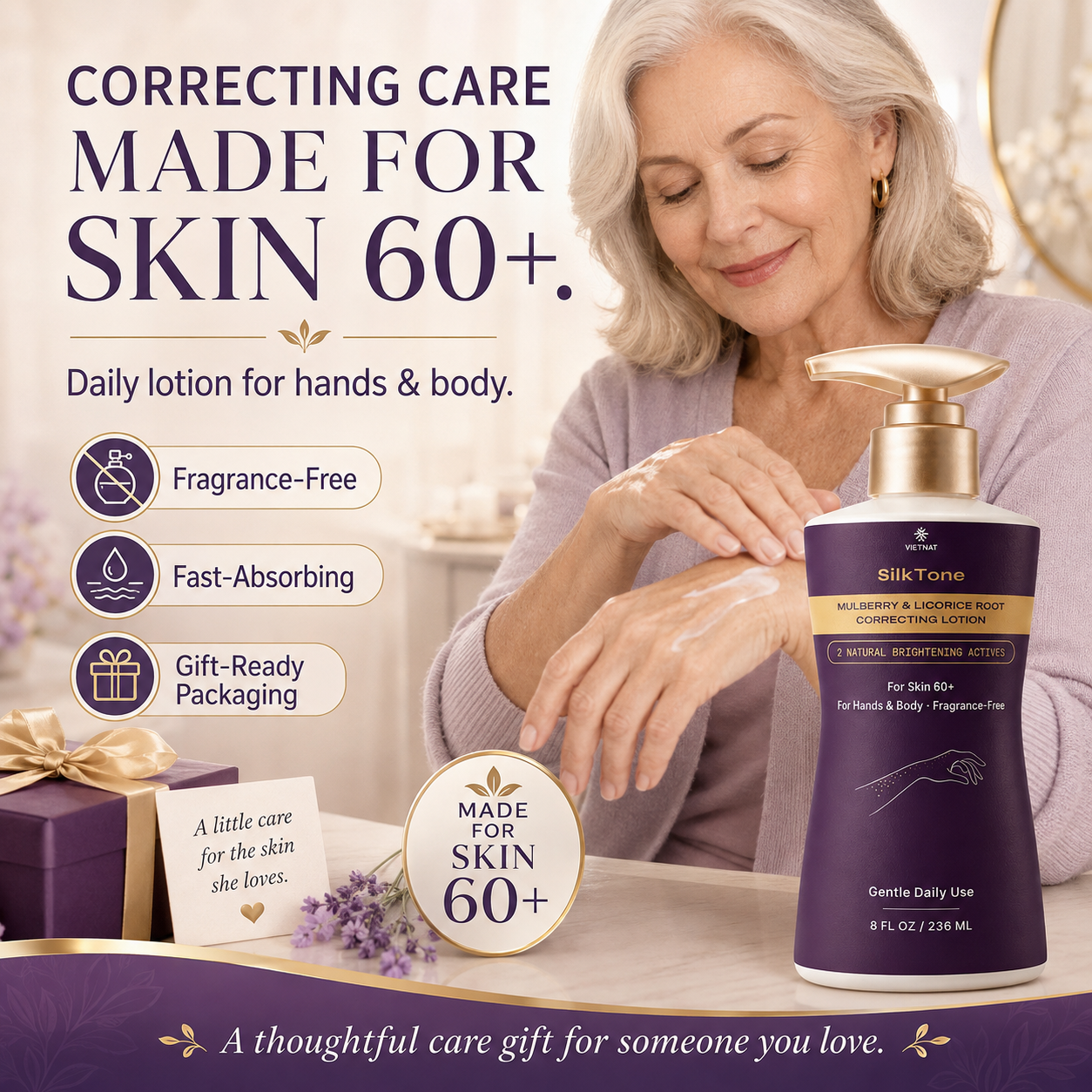 VIETNAT SilkTone Mulberry & Licorice Root Correcting Lotion | For Skin 60+, 8FL OZ/236ML