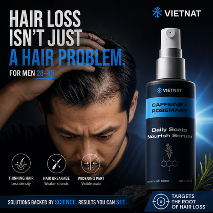 VIETNAT Daily Scalp Nourish Serum for Men | To Promote Fuller-Looking Hair, Stronger-Looking Roots with Caffeine, Rosemary, Niacinamide + Panthenol + Amino Acids| 1 FL OZ