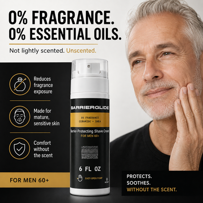 VIETNAT BarrierGlide Fragrance-Free Shaving Cream for Mature & Sensitive Skin for Men 60+| Ceramide + Shea Butter Barrier-Protecting Formula  | 6 Fl Oz