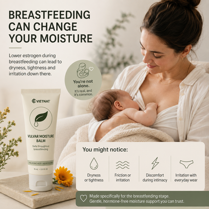 VIETNAT Vulvar Moisture Balm — Hyaluronic Acid, No Hormones, Safe Throughout Breastfeeding, for Postpartum Dryness & Discomfort | 1 Fl Oz