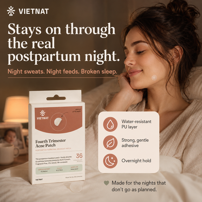 VIETNAT Fourth Trimester Patch — Hydrocolloid Acne Patches, 0% Retinol, 0% Medicated Actives, for Postpartum Hormonal Breakouts | 3 Sizes, 36 Count