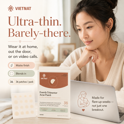 VIETNAT Fourth Trimester Patch — Hydrocolloid Acne Patches, 0% Retinol, 0% Medicated Actives, for Postpartum Hormonal Breakouts | 3 Sizes, 36 Count