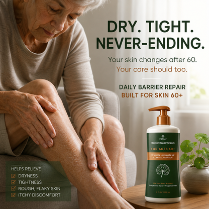 VIETNAT Barrier Repair Cream with 10% Urea + Ceramide + Centella Asiatica | For Age 60+, 12 FL OZ / 355 ML