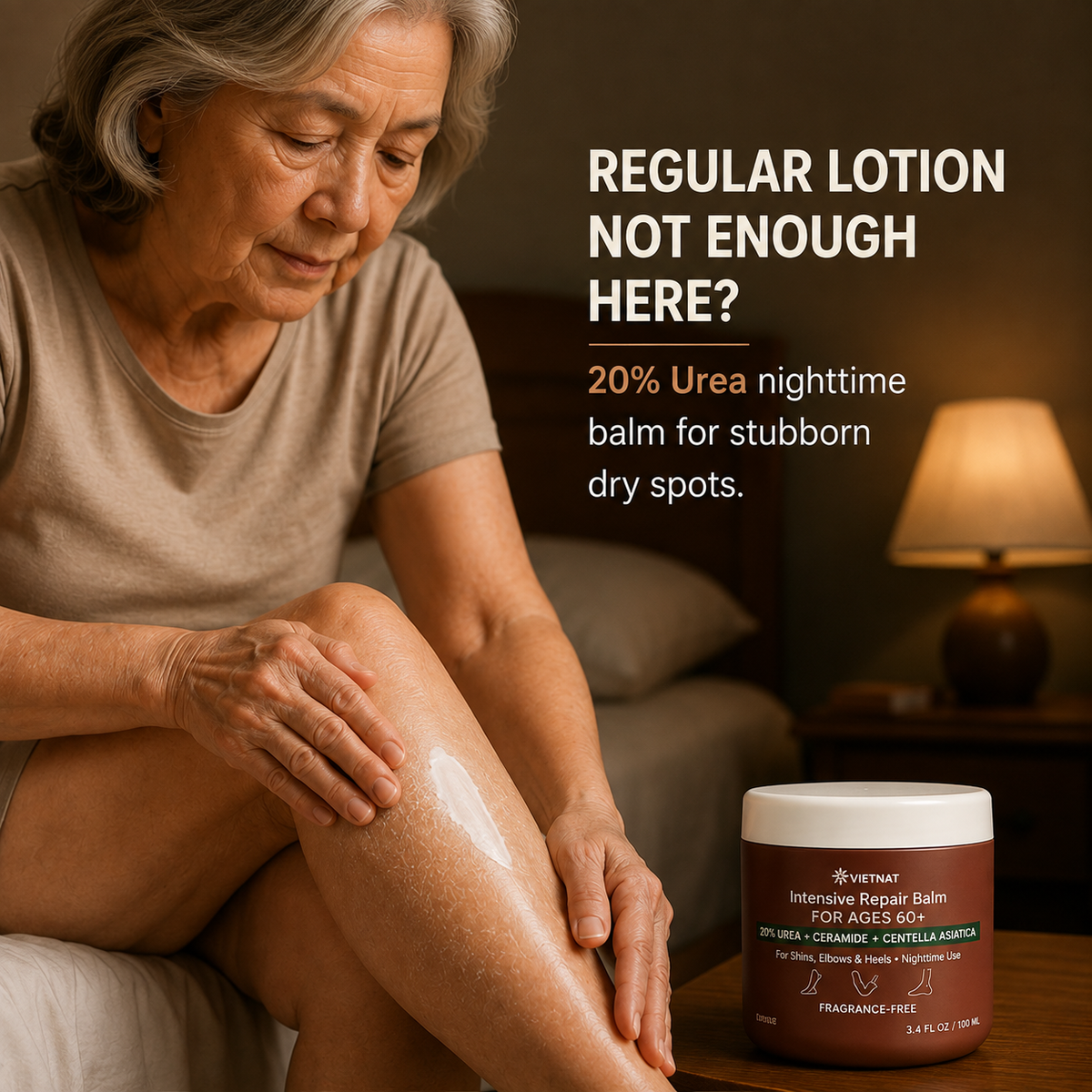 VIETNAT Intensive Repair Balm with 20% Urea +Ceramide + Centella Asiatica | For Skin 60+ Shins, Elbows & Heels | 3,4 FL OZ / 100 ML