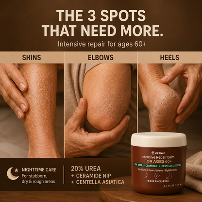 VIETNAT Intensive Repair Balm with 20% Urea +Ceramide + Centella Asiatica | For Skin 60+ Shins, Elbows & Heels | 3,4 FL OZ / 100 ML