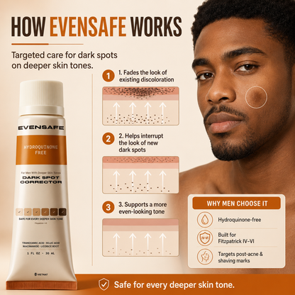 VIETNAT EvenSafe Dark Spot Corrector for Men, Hydroquinone-Free | Tranexamic Acid + Kojic Acid + Niacinamide Serum for Deeper Skin Tones