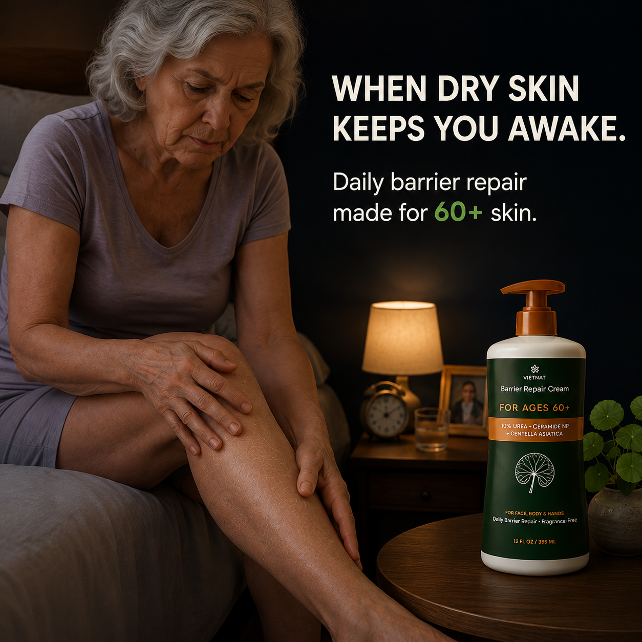 VIETNAT Barrier Repair Cream with 10% Urea + Ceramide + Centella Asiatica | For Age 60+, 12 FL OZ / 355 ML