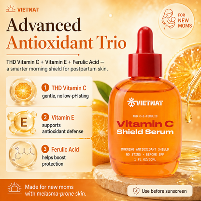 VIETNAT Vitamin C Shield Serum for New Moms — The Morning Step Melasma-Prone Skin Shouldn't Skip | 1 Fl Oz