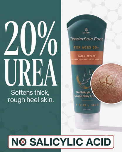 VIETNAT TenderSole Daily Repair Cream for Ages 60+| For dry, rough, thickened heels with Urea + Vietnamese Coconut Oil & Rice Bran Oil| 4 FL OZ / 113 G