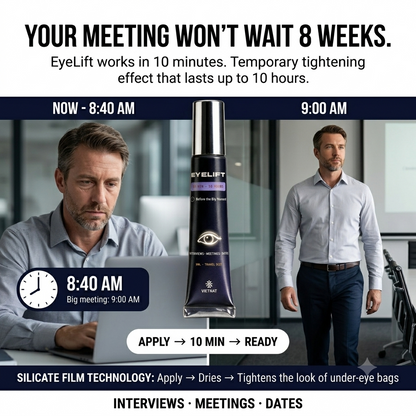 VIETNAT EyeLift Eye Tightening Serum for Men | Visibly Tighter, Less Puffy Under-Eyes in 10 Minutes, Lasts Up to 10 Hours | Travel-Size 5 ML Tube for Interviews, Meetings & Dates