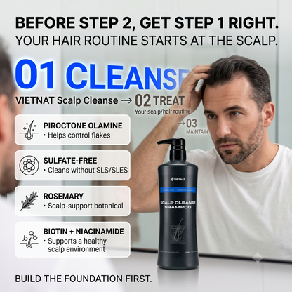 Front of pack: sulfate-free and piroctone olamine on the electric blue band