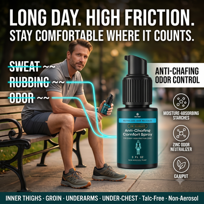 VIETNAT Anti-Chafing and Odor Comfort Spray | For Groin, Thighs, Underarms & Under-Chest | Neutralizes Odor Molecules with Zinc Ricinoleate + Vietnamese Cajuput | Talc-Free Non-Aerosol Powder Spray, 3 FL OZ
