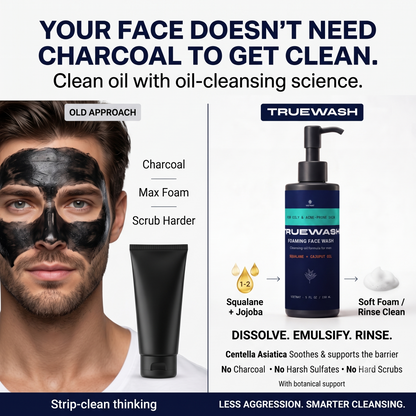 VIETNAT TrueWash Foaming Face Wash for Men — Cleansing Oil Cleanser for Oily & Acne-Prone Skin, Squalane + Cajuput Oil, 5 fl oz