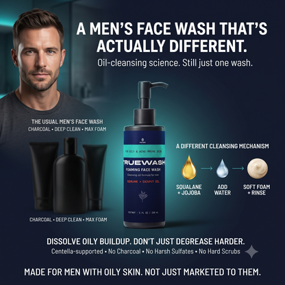 VIETNAT TrueWash Foaming Face Wash for Men — Cleansing Oil Cleanser for Oily & Acne-Prone Skin, Squalane + Cajuput Oil, 5 fl oz
