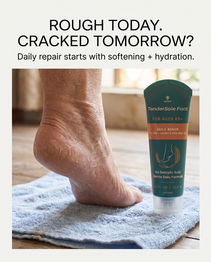 VIETNAT TenderSole Daily Repair Cream for Ages 60+| For dry, rough, thickened heels with Urea + Vietnamese Coconut Oil & Rice Bran Oil| 4 FL OZ / 113 G