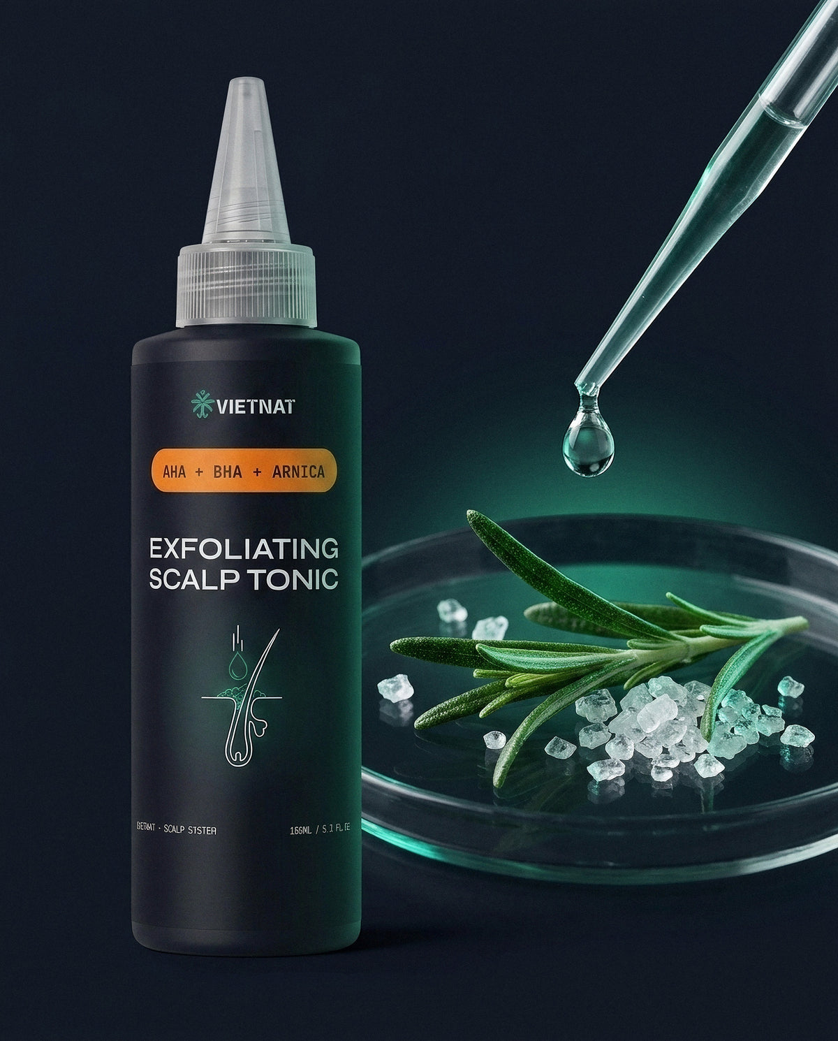 VIETNAT Exfoliating Scalp Tonic | Scalp Exfoliator with Glycolic acid + Lactic acid + Salicylic acid for Clarifying Build Up & Purifying – 5 oz