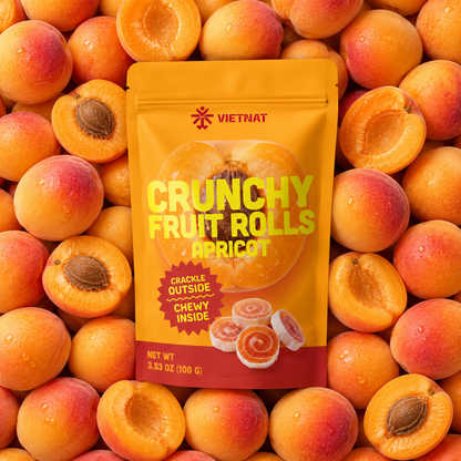 VietNat Crunchy Apricot Fruit Rolls on ripe apricots