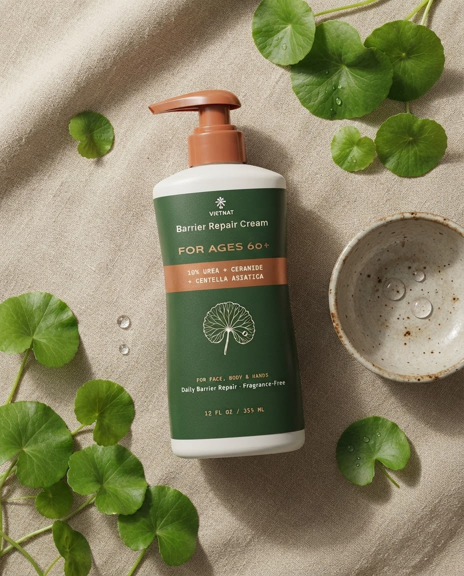 VIETNAT Barrier Repair Cream with 10% Urea + Ceramide + Centella Asiatica | For Age 60+, 12 FL OZ / 355 ML