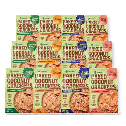 Baked Coconut Crackers — 12 bags, three of each flavor
