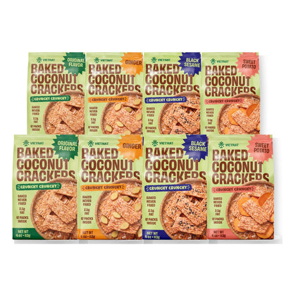 Baked Coconut Crackers — 8 bags, two of each flavor
