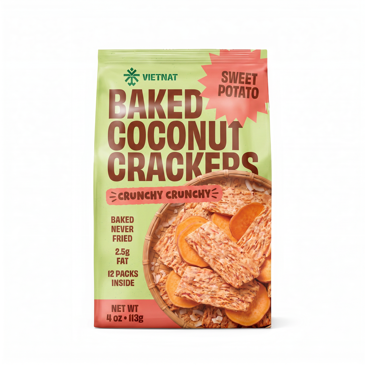 Sweet Potato flavor bag, 3 of the 12 bags in the variety pack