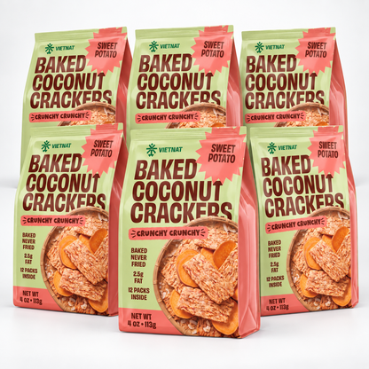 VietNat Baked Coconut Crackers Sweet Potato, 6-bag bundle, 24 oz total