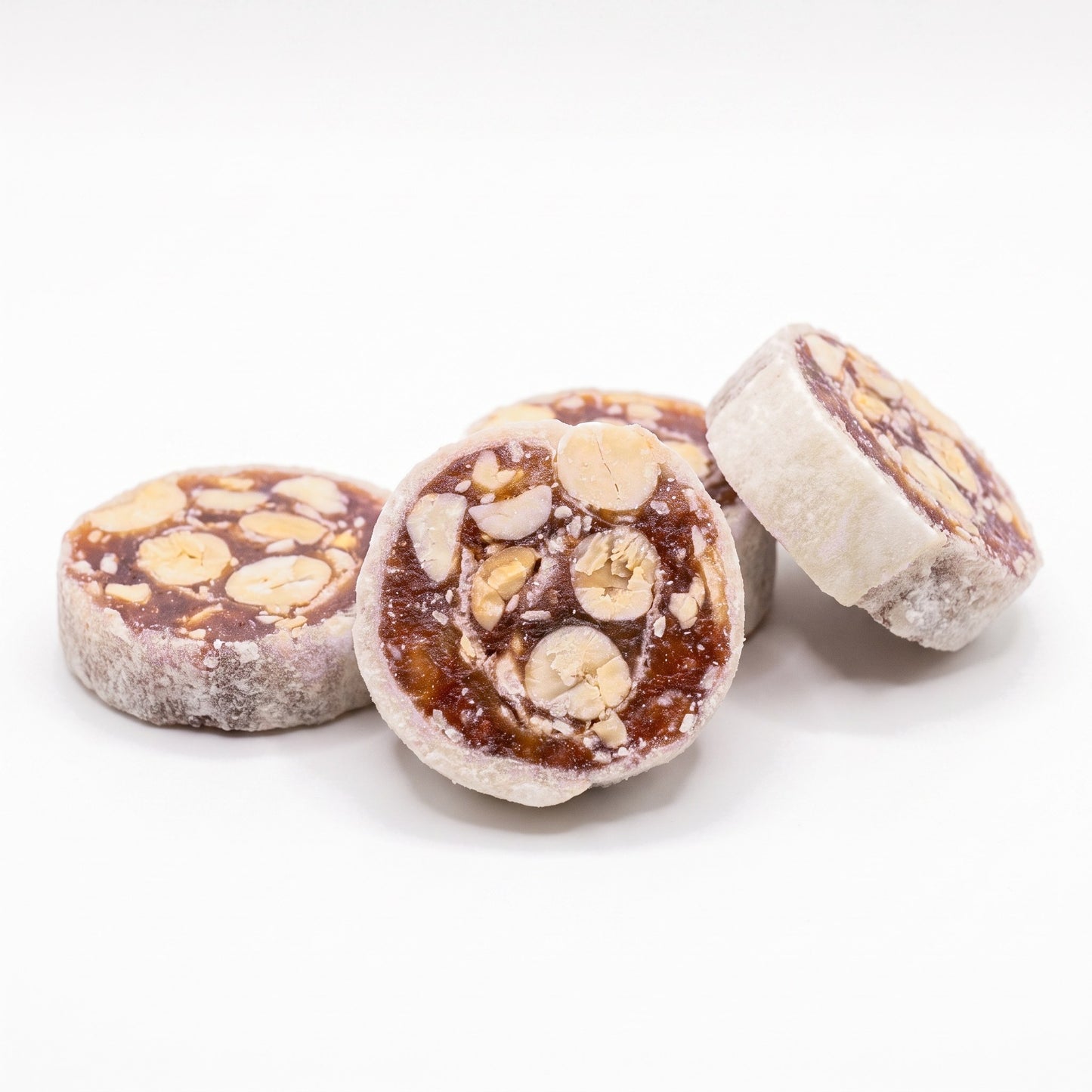 Crispy banana peanut fruit rolls showing peanut pieces and sesame