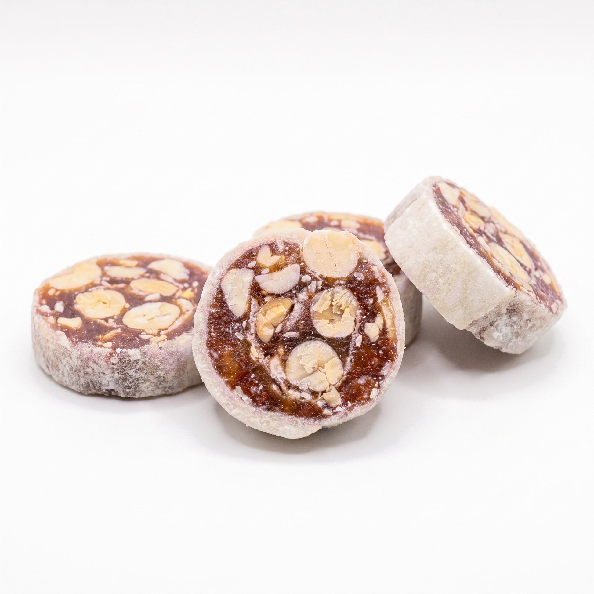 Crispy banana peanut fruit rolls showing peanut pieces and sesame