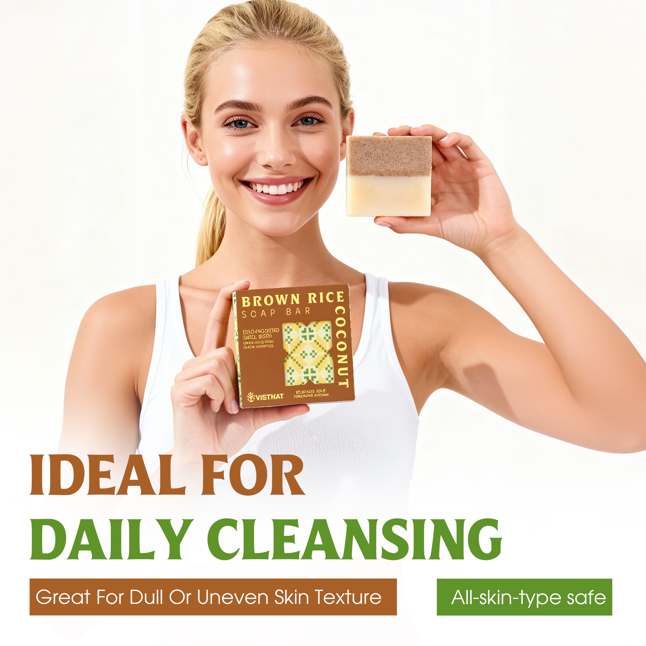 Brown Rice & Coconut Milk Soap Bar – Natural Exfoliating & Hydrating Skincare