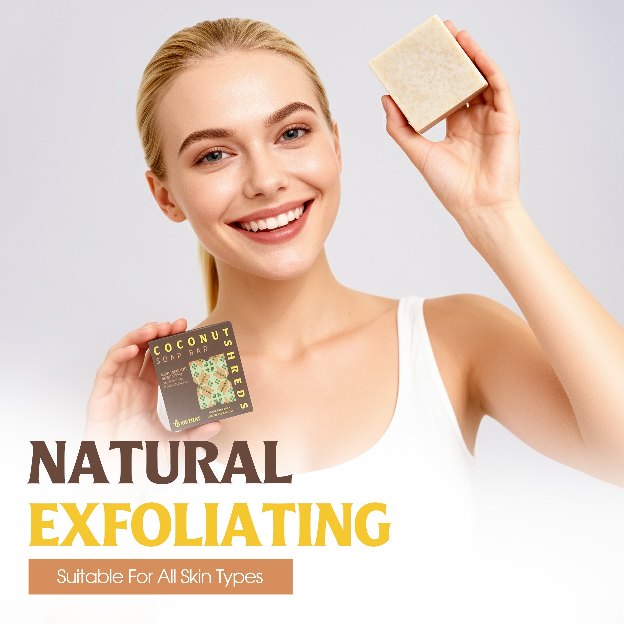 Coconut Body Scrub Soap Bar for Glowing Skin – Gentle Exfoliation & Deep Hydration with Coconut Oil & Beeswax