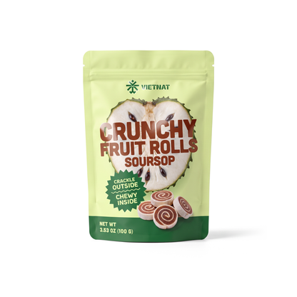 VietNat Crunchy Soursop Fruit Rolls, 3.5 oz bag, front