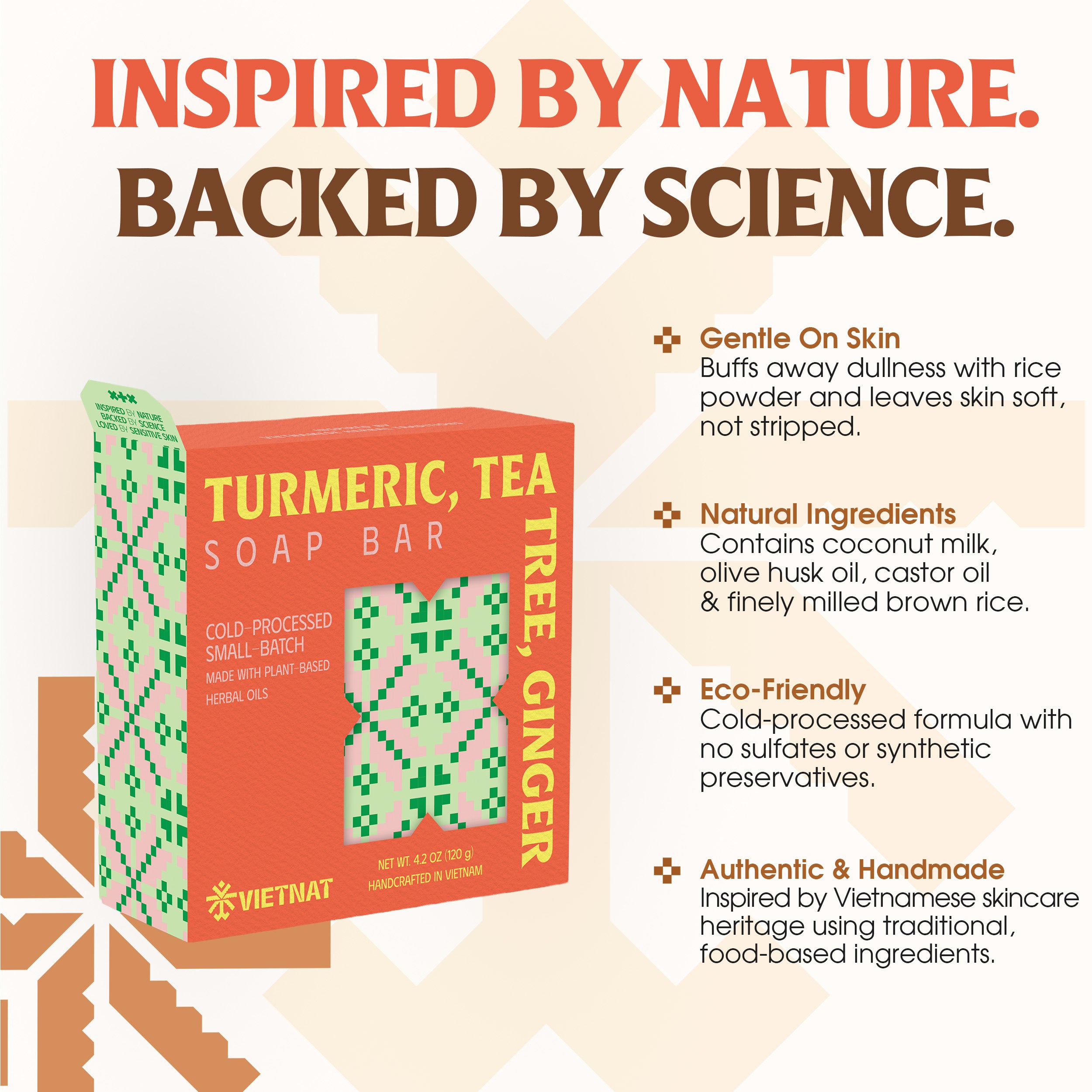 Turmeric, Tea Tree & Ginger Soap Bar for Acne, Oily & Sensitive Skin