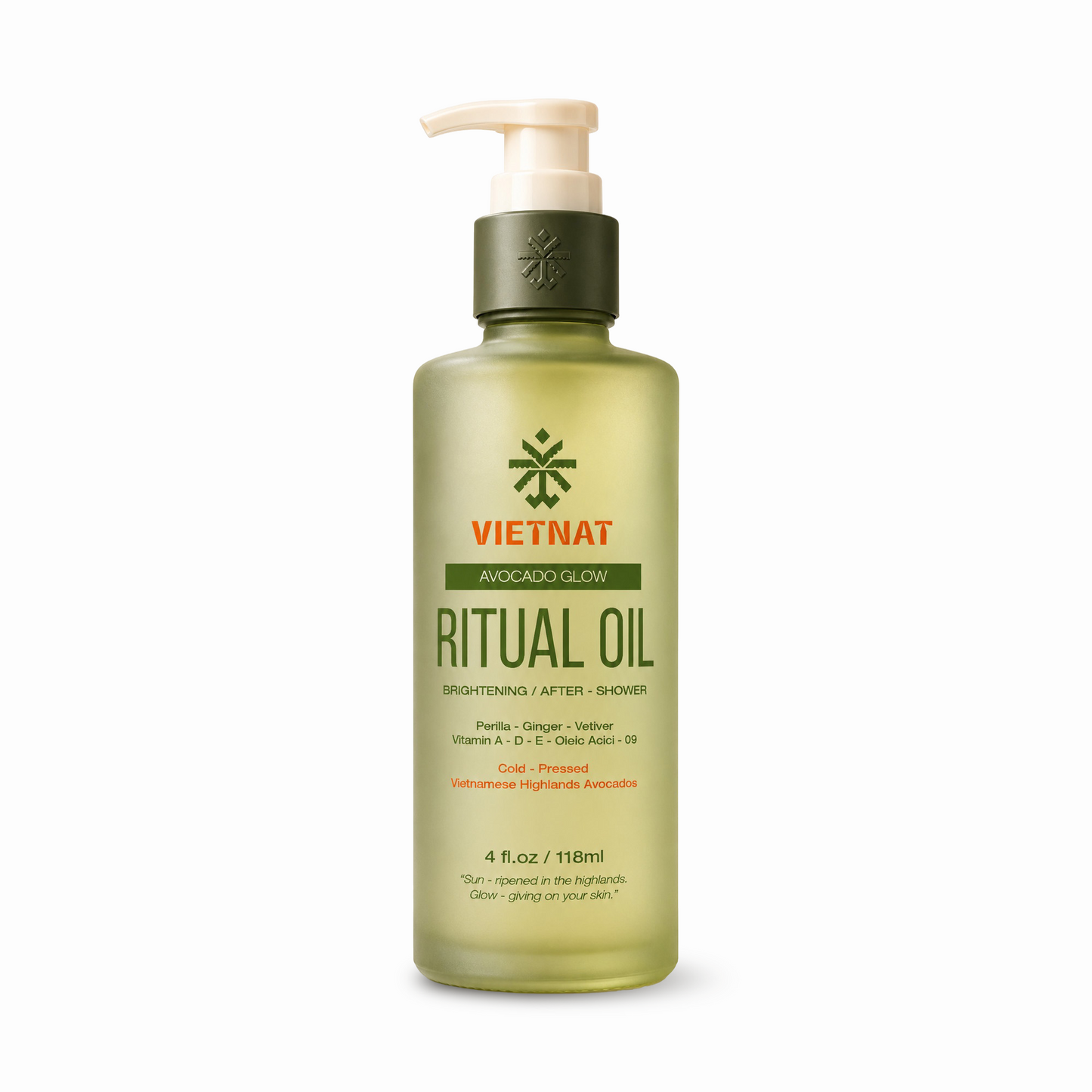 VIETNAT Vietnamese Avocado Glow Body Oil – Brightening After Shower Oil for Women – Pink Pomelo & Ginger Scent – Non-Greasy Moisturizing Ritual Oil