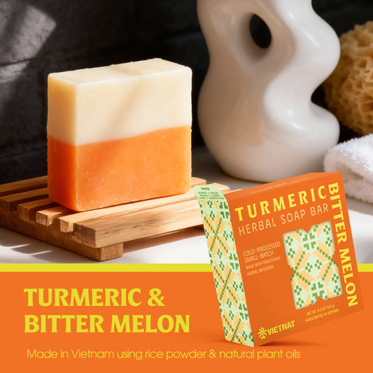 Turmeric & Bitter Melon Soap Bar – Soothing Natural Soap for Acne & Irritated Skin