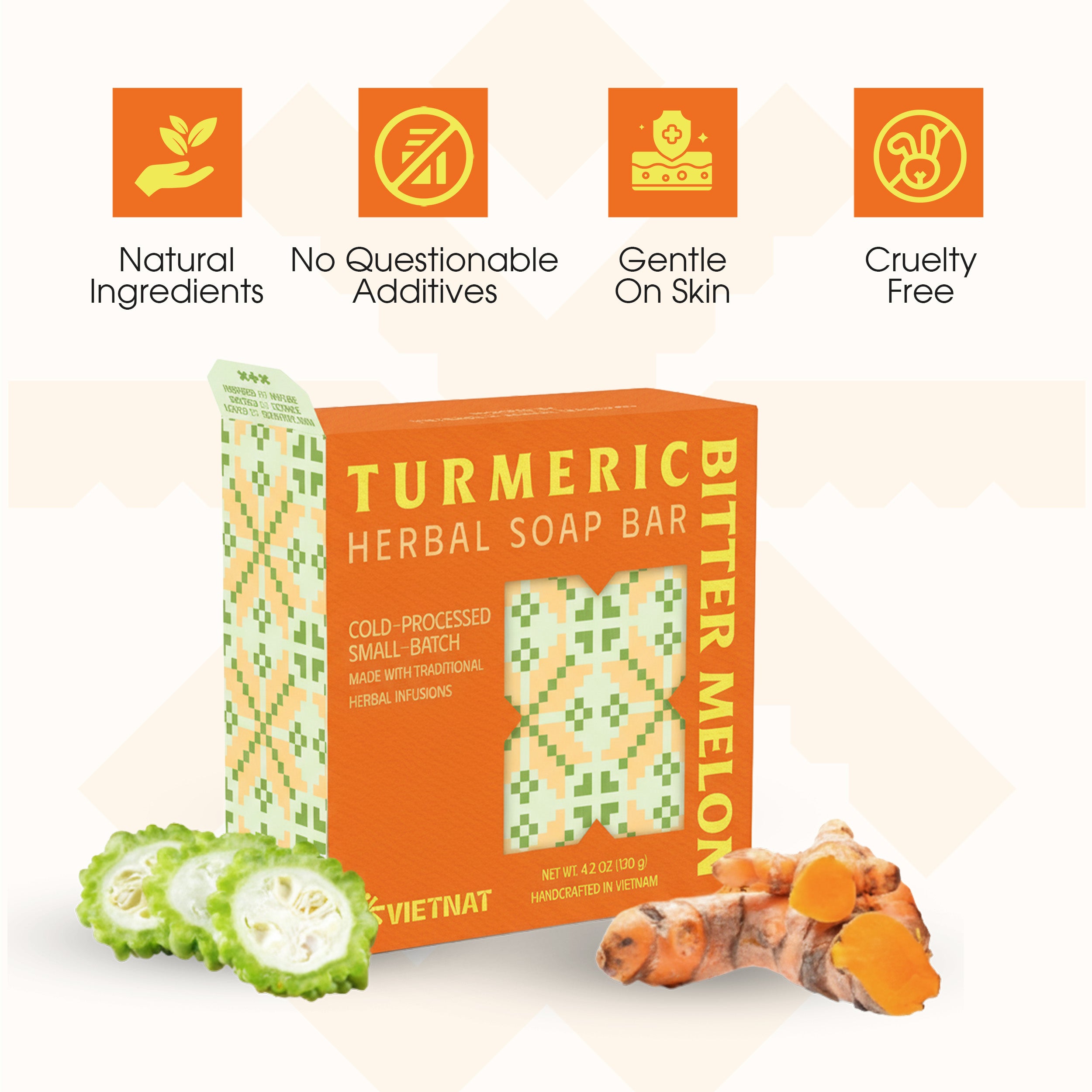 Turmeric & Bitter Melon Soap Bar – Soothing Natural Soap for Acne & Irritated Skin