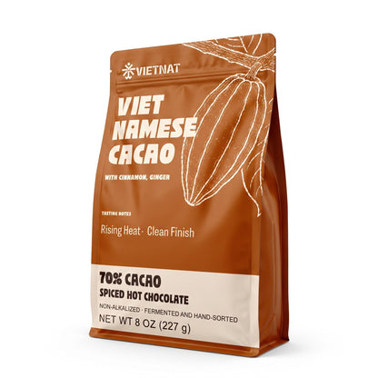 Vietnat Ginger and Cinnamon spiced hot chocolate pouch, 70% Vietnamese cacao, 8 oz (227 g)