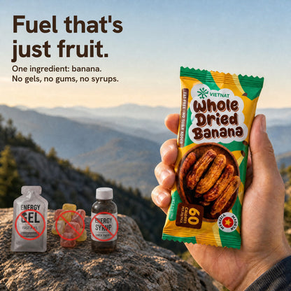 Fuel that's just fruit. One ingredient: banana. No gels, no gums, no syrups.